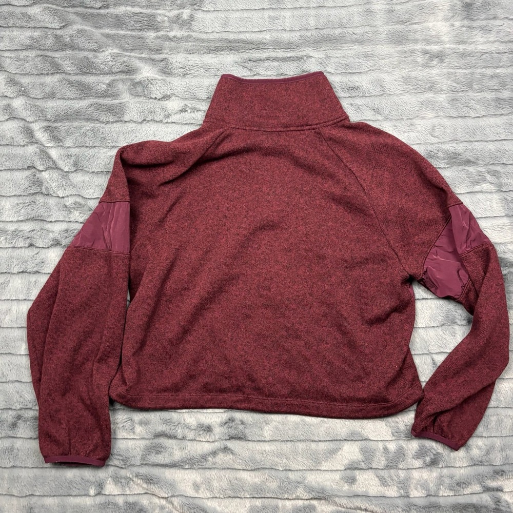 Pink Victoria's Secret Quarter Zip Fleece Pullover Burgundy Maroon Mixed Media M - Picture 6 of 7
